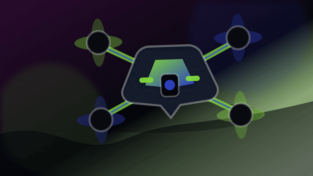 FPV radio, receiver, and GPS telemetry concepts in a dark tactical layout